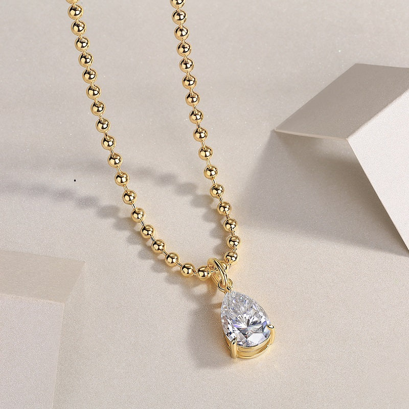 Lucid Realm Moissanite Pear Necklace Gold