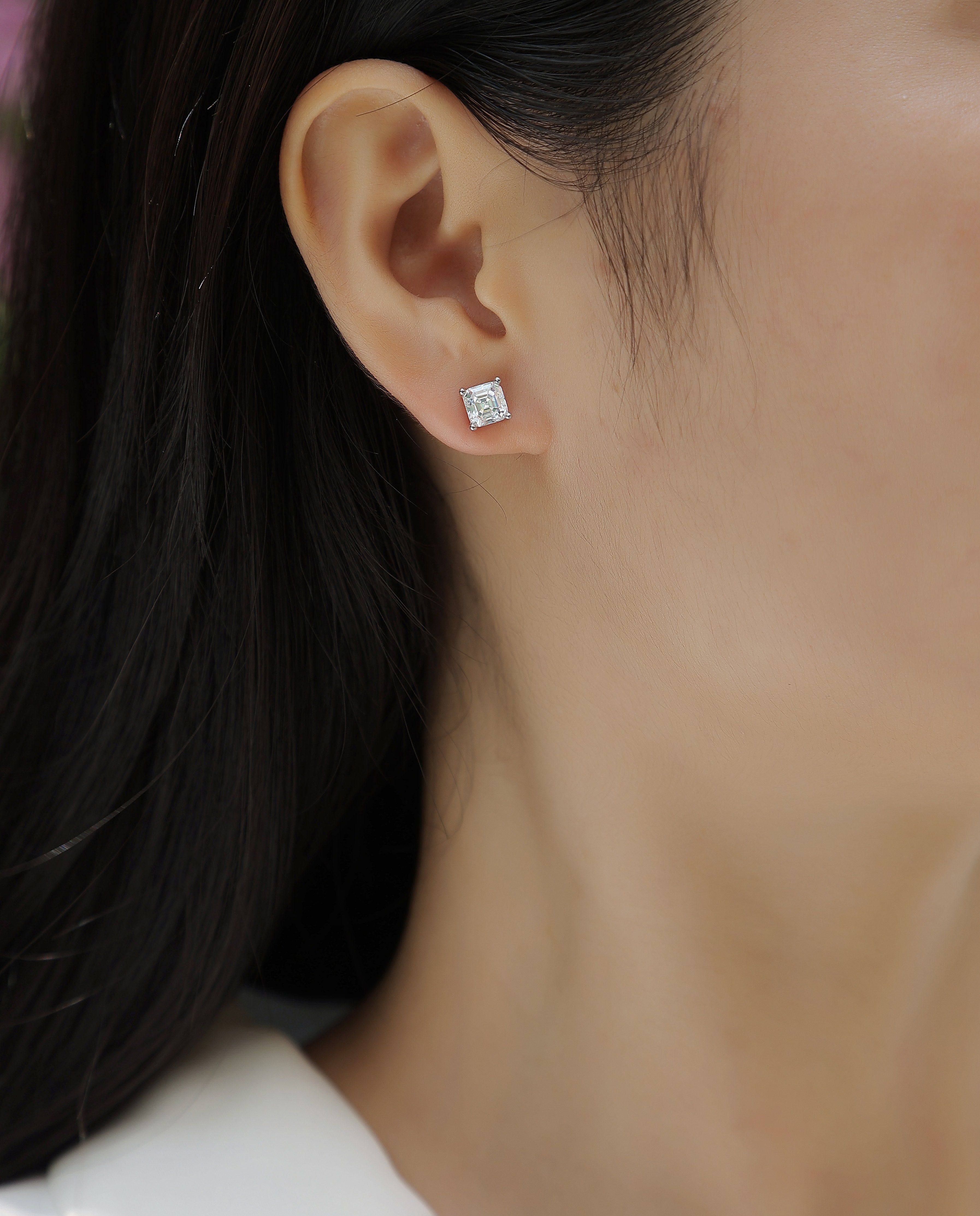 Achernar Moissanite Stud Earrings - Square 5.5mm