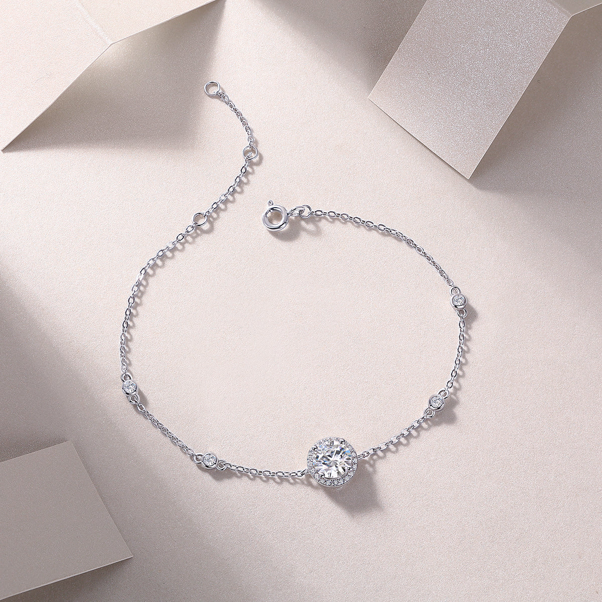 Silver Moissanite Bracelet - 1 Carat Platinum