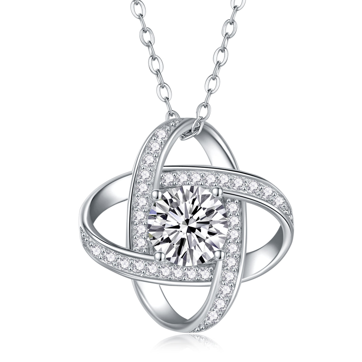 Lunar Cycle Necklace Moissanite 1ct Silver