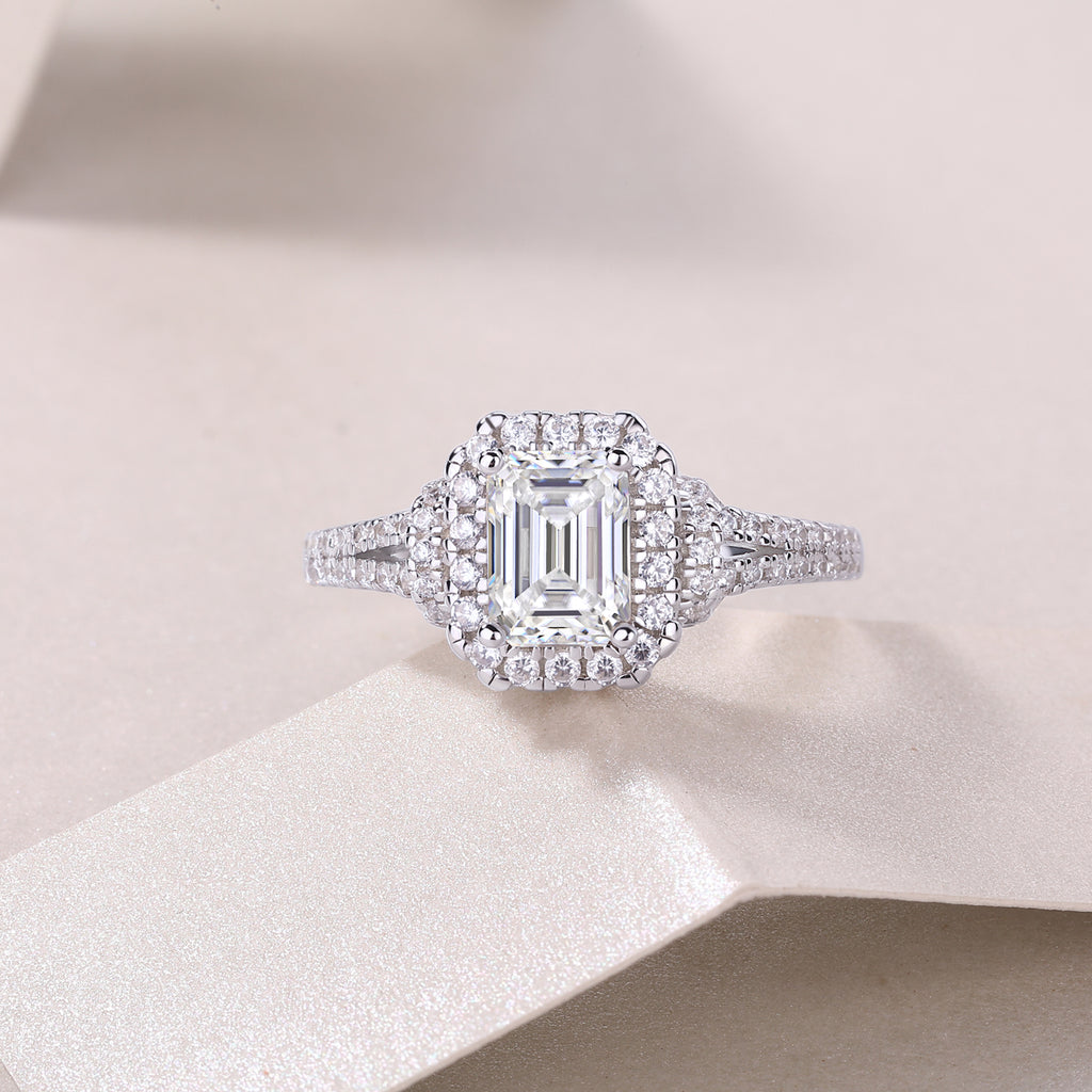 Moissanite Octagonal Ring - S925 Silver Platinum