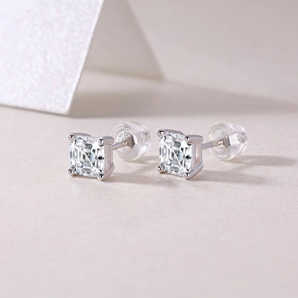 Achernar Moissanite Stud Earrings - Square 5.5mm