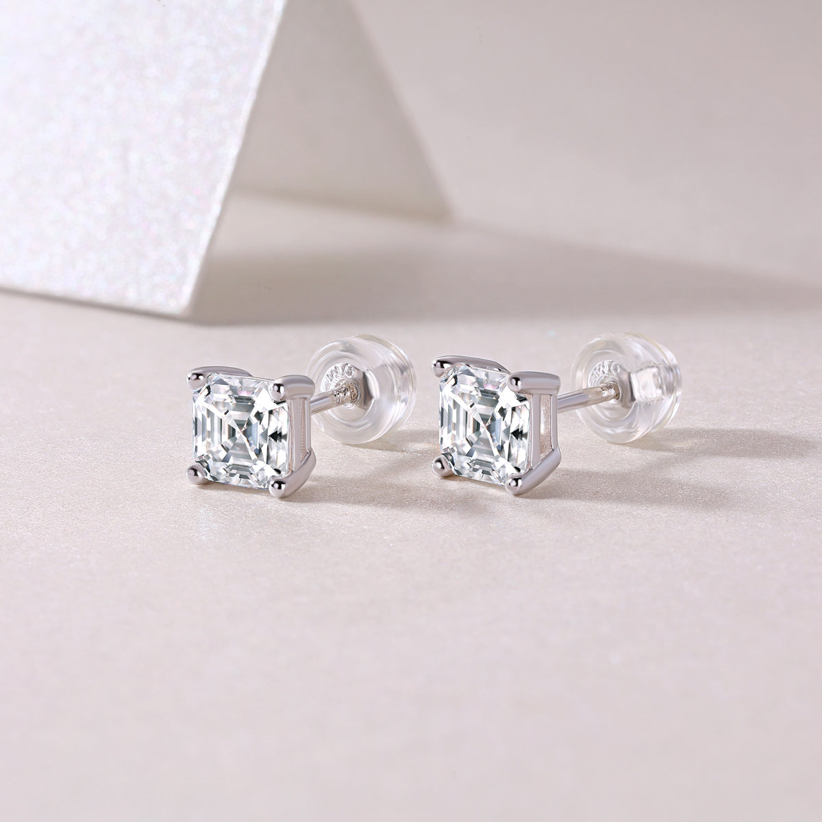 Achernar Moissanite Stud Earrings - Square 5.5mm