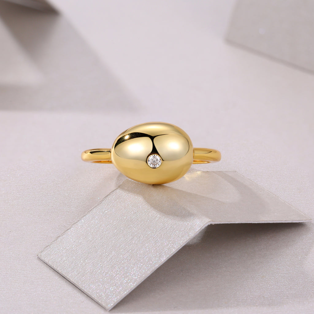 Golden Moissanite Ring - Gold-Plated Silver