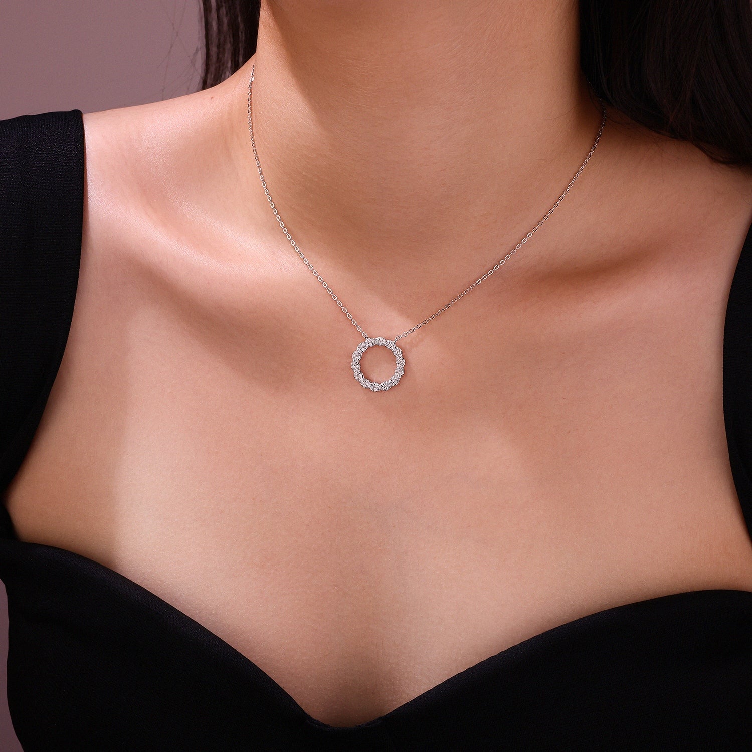 Crystal Halo Moissanite Necklace - S925 Silver