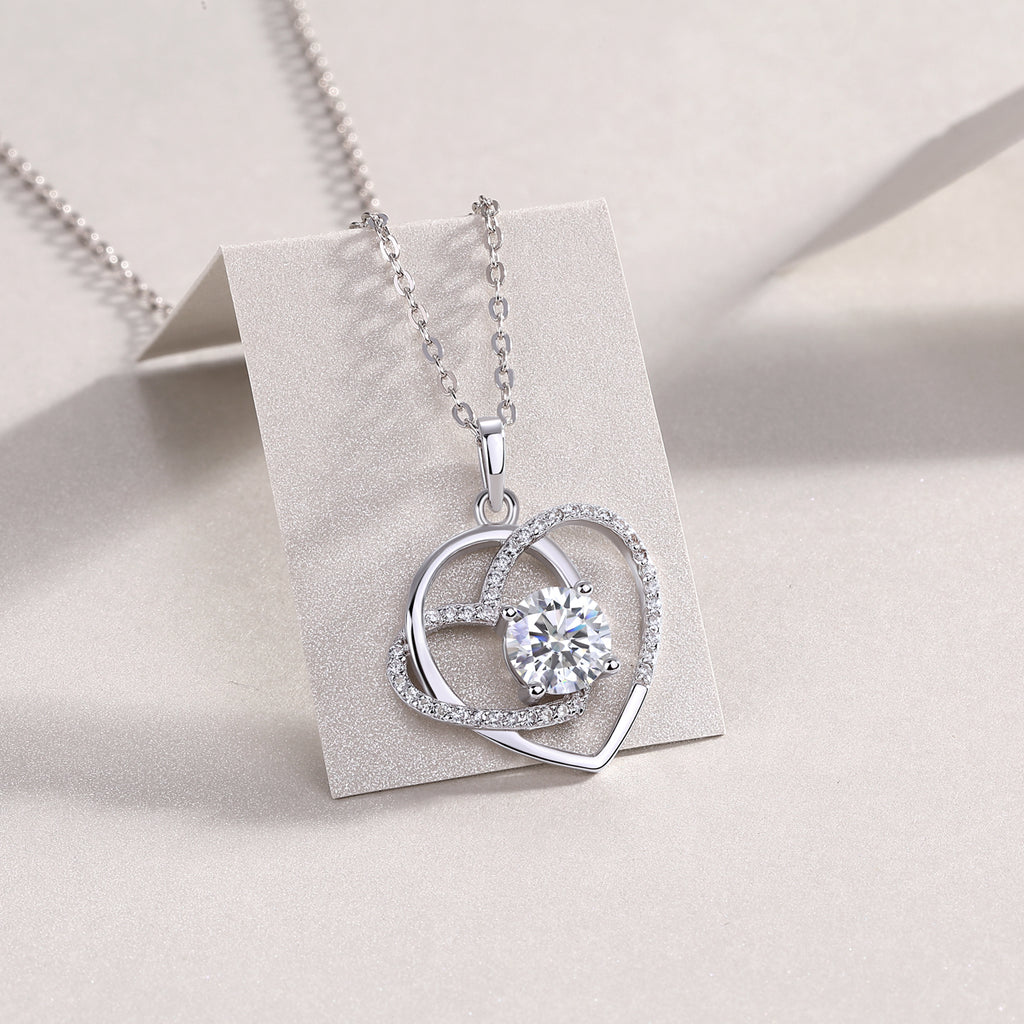 Lovely Hearts Moissanite Necklace - 1ct S925