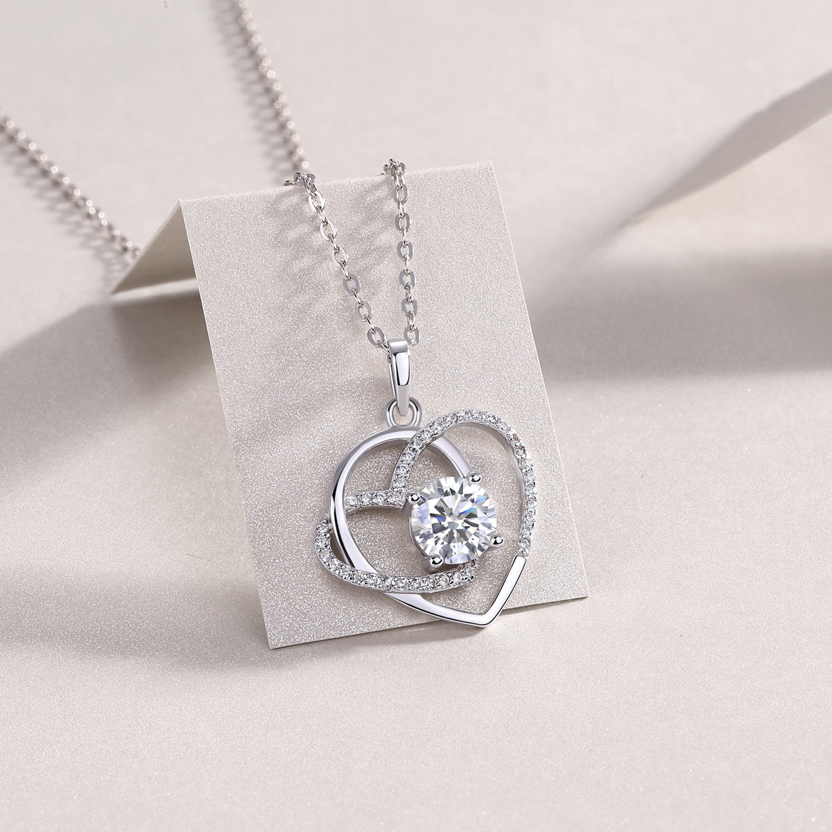 Lovely Hearts Moissanite Necklace - 1ct S925