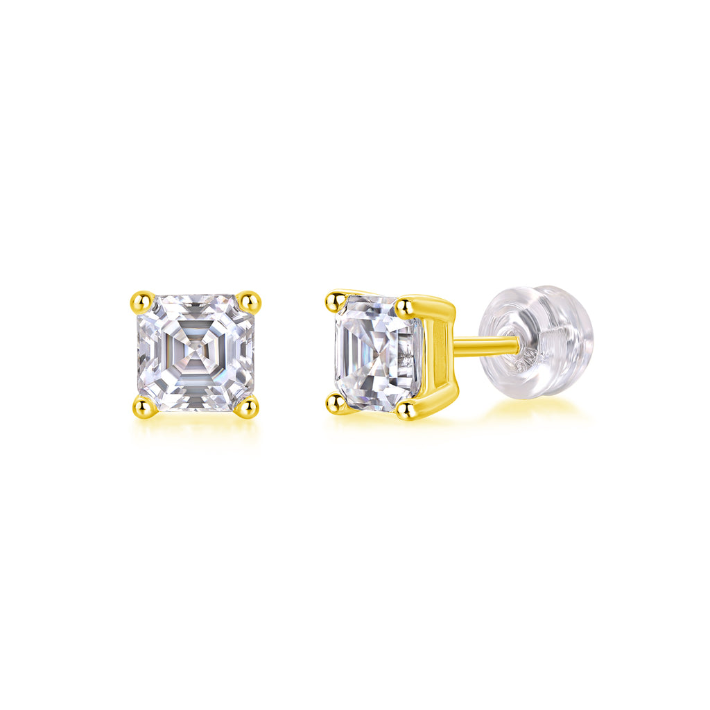 Achernar Moissanite Stud Earrings - Square 5.5mm