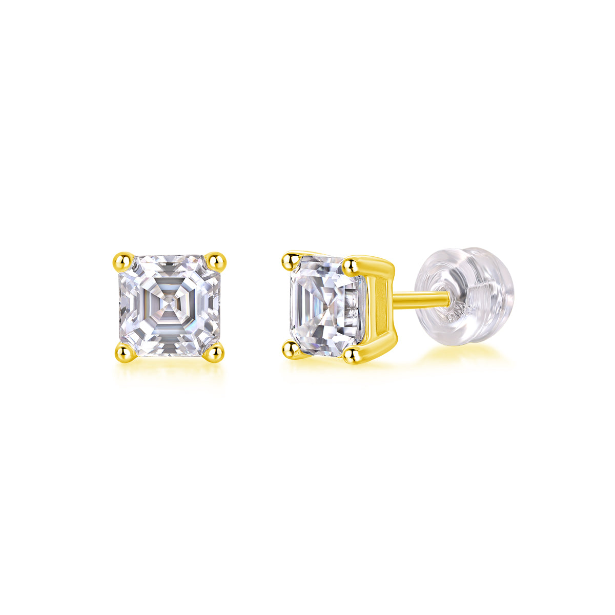 Achernar Moissanite Stud Earrings - Square 5.5mm