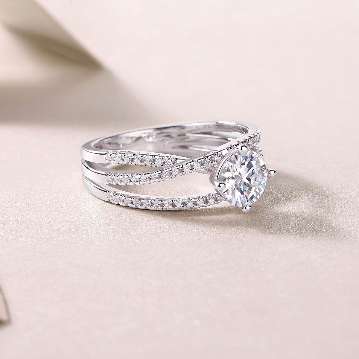 Void Sphere Moissanite Ring 1 Carat Silver