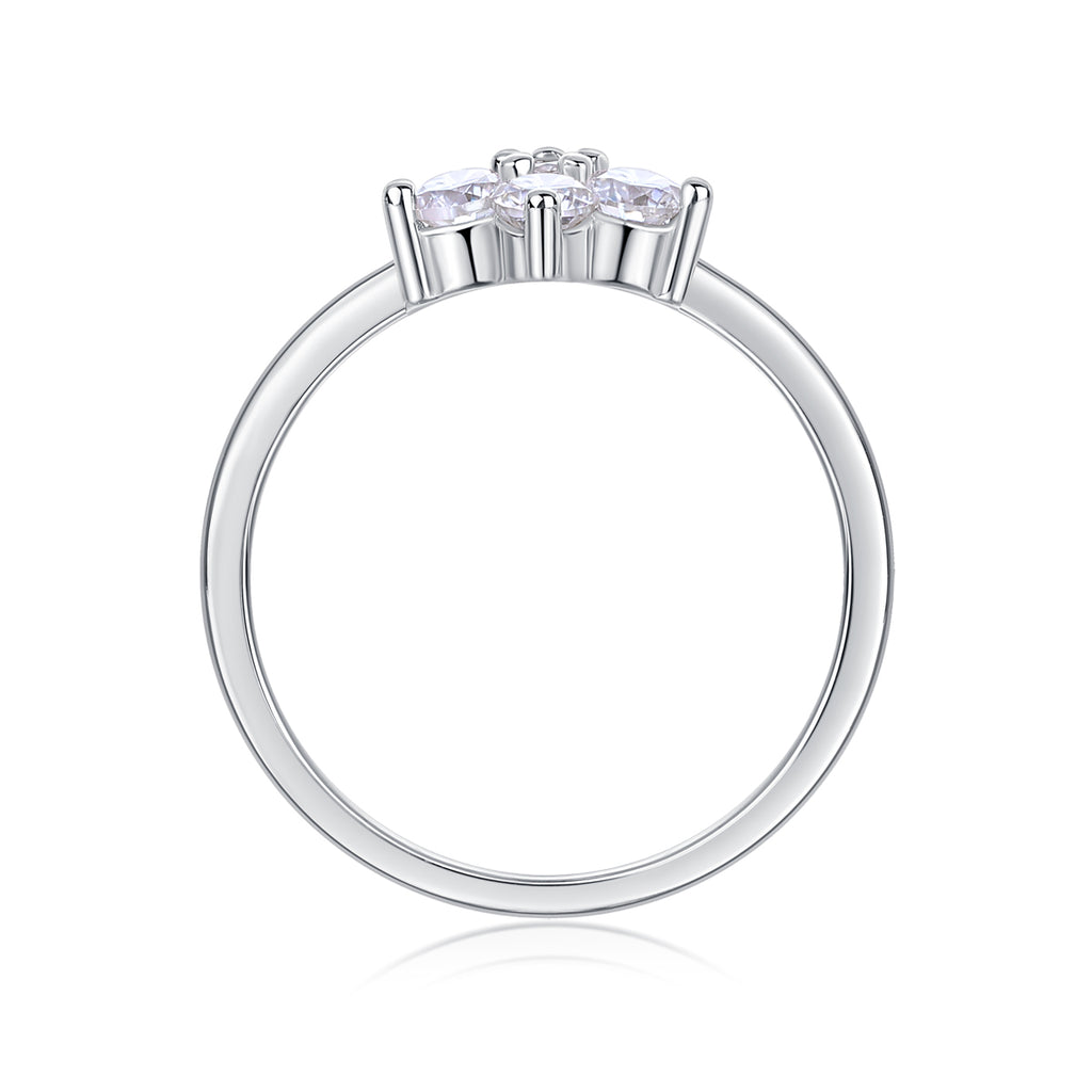 Moissanite Ring - Platinum Silver Band Size 5-9