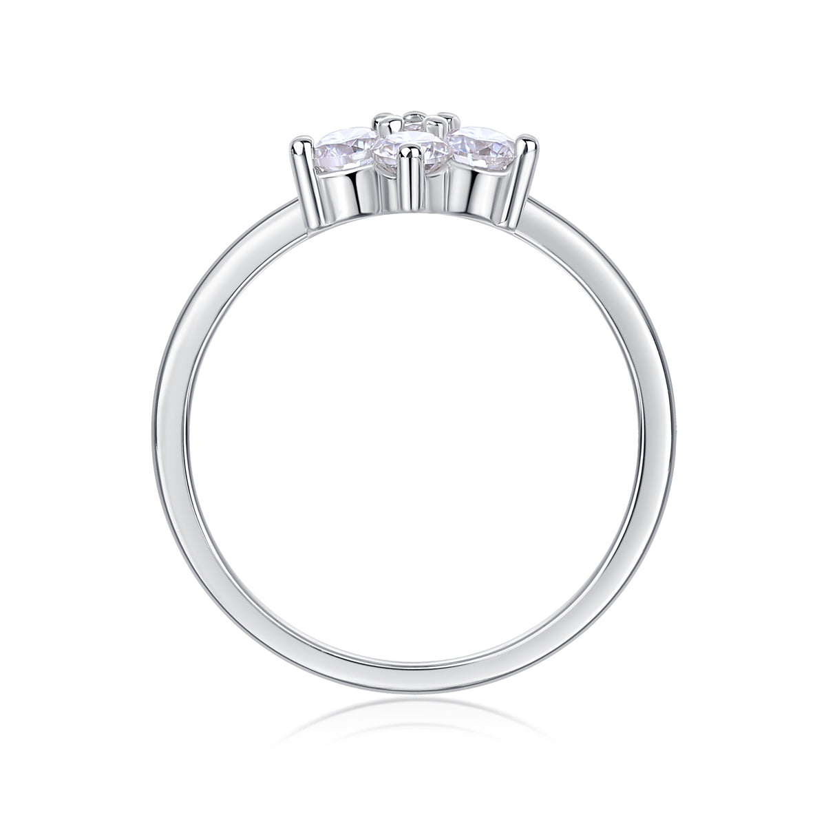 Moissanite Ring - Platinum Silver Band Size 5-9