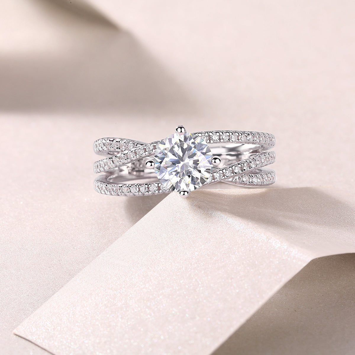 Void Sphere Moissanite Ring 1 Carat Silver