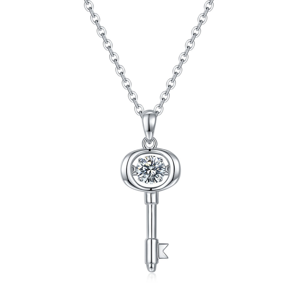 The Key To Knowledge Moissanite Necklace Silver