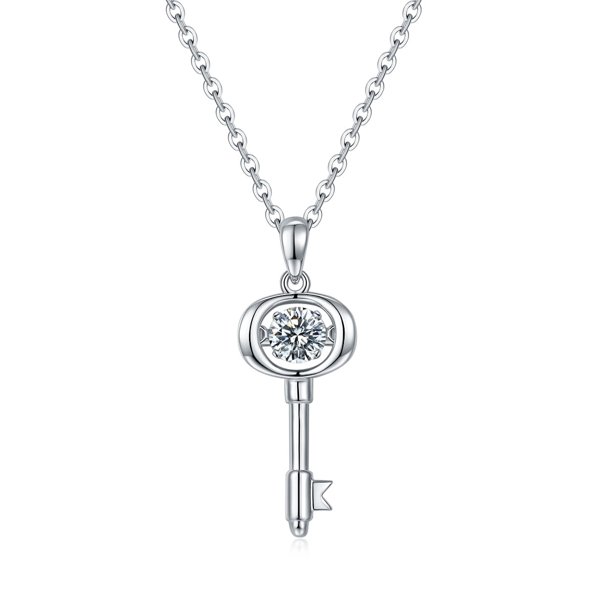 The Key To Knowledge Moissanite Necklace Silver