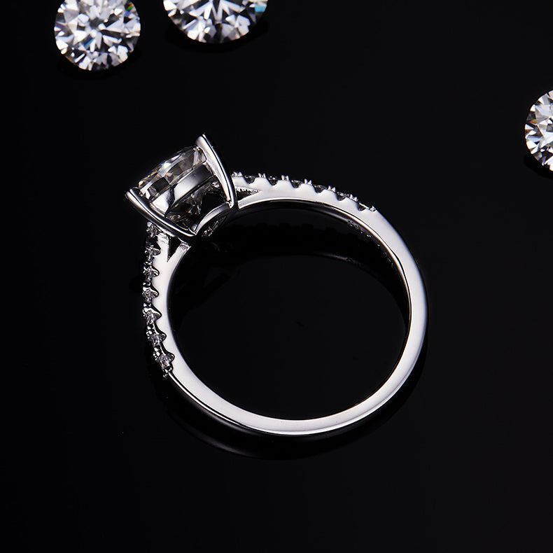 Moissanite Ring Triangular 6.5mm Platinum Silver