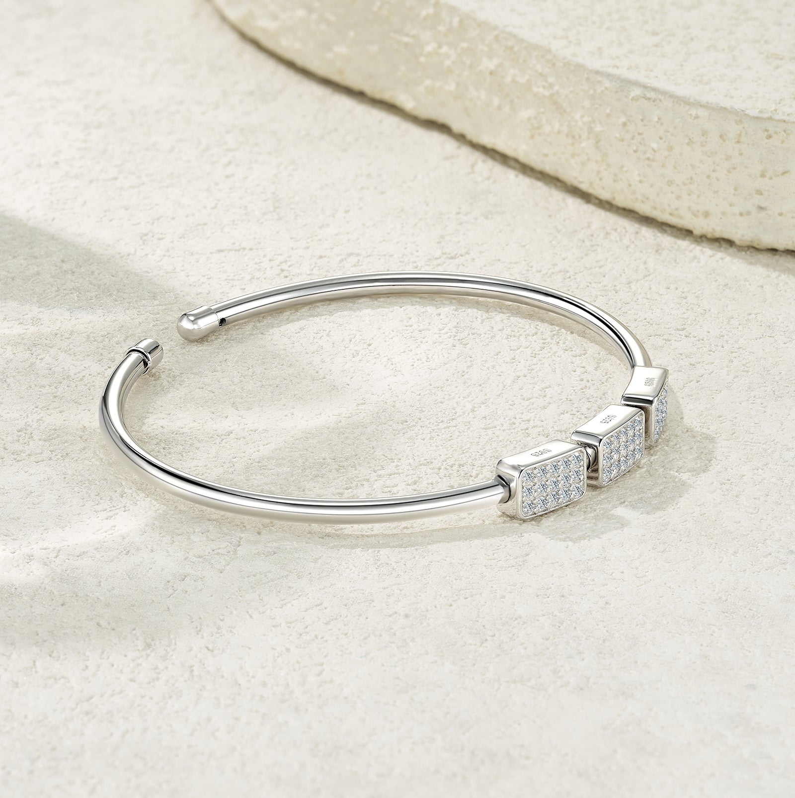Satin Trace Moissanite Cuff S925 Silver