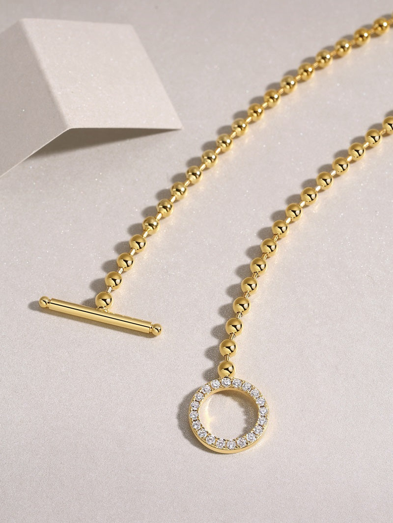 Golden Orbit Moissanite Necklace Gold-Plated