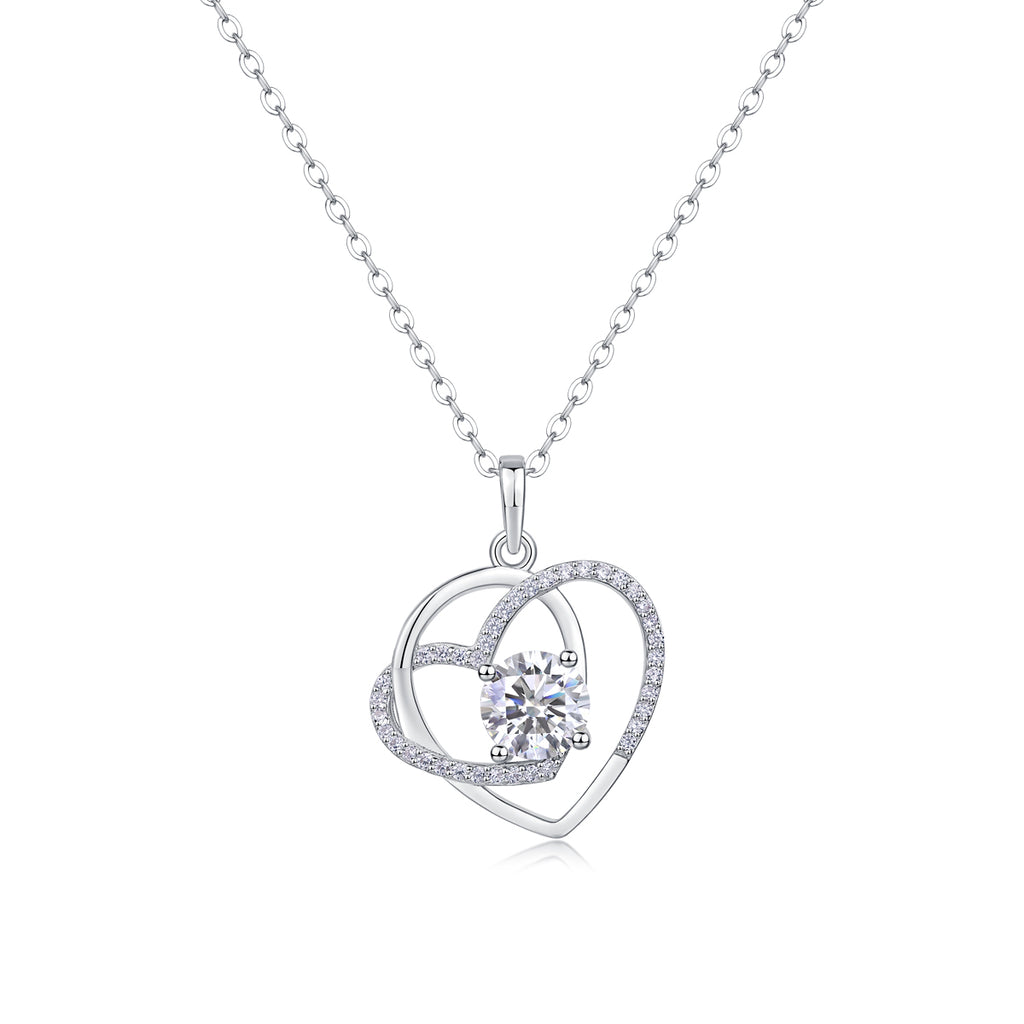 Lovely Hearts Moissanite Necklace - 1ct S925