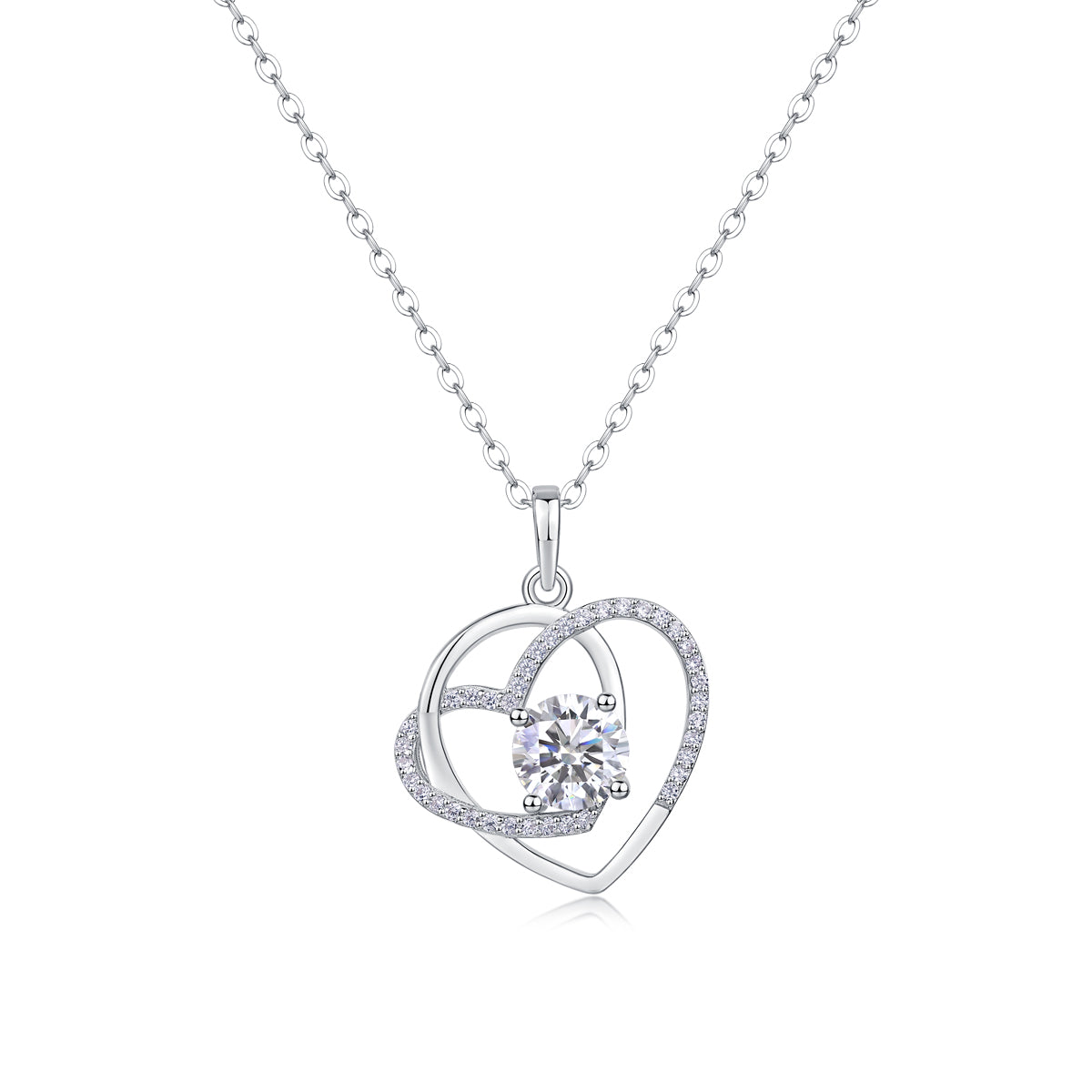 Lovely Hearts Moissanite Necklace - 1ct S925