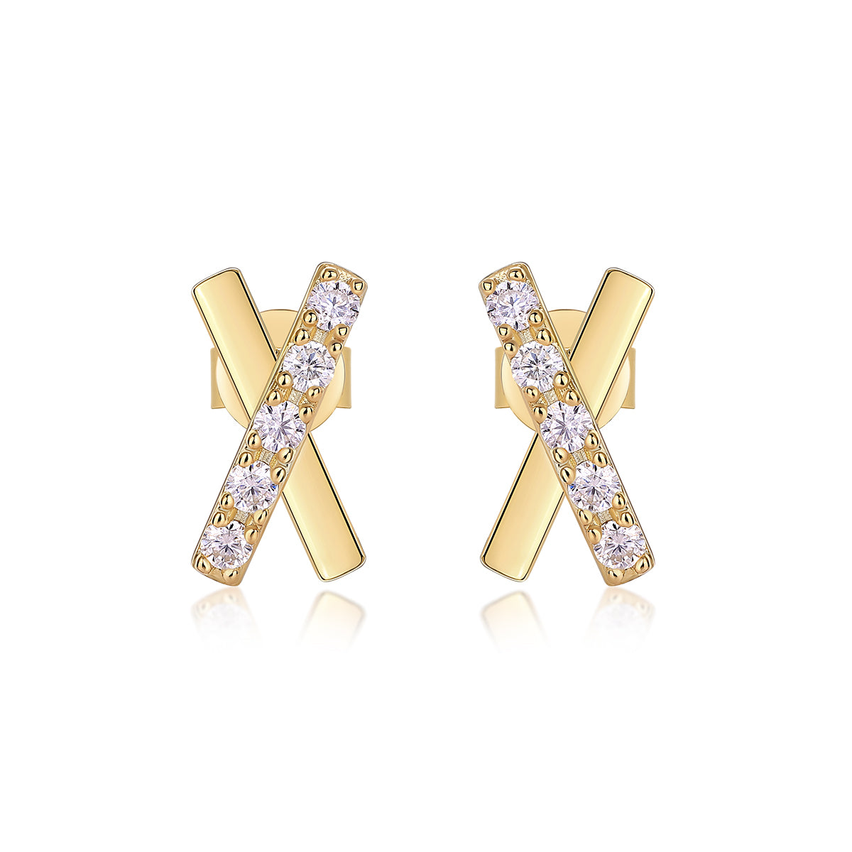 Quintessence Moissanite Stud Earrings Gold-Plated
