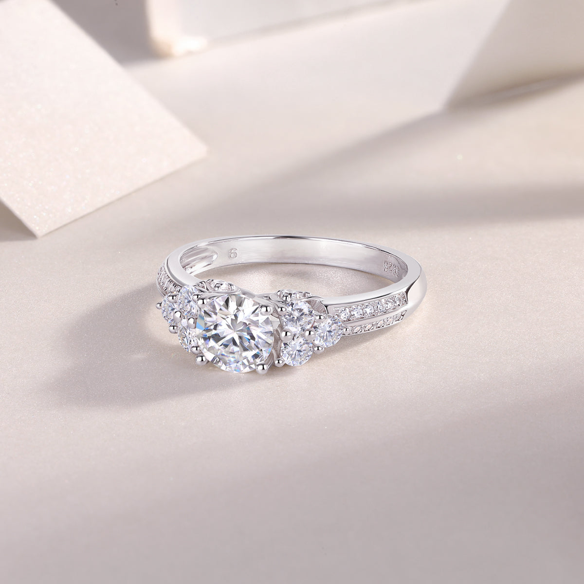 Coral Dream Moissanite Ring 1 Carat Silver