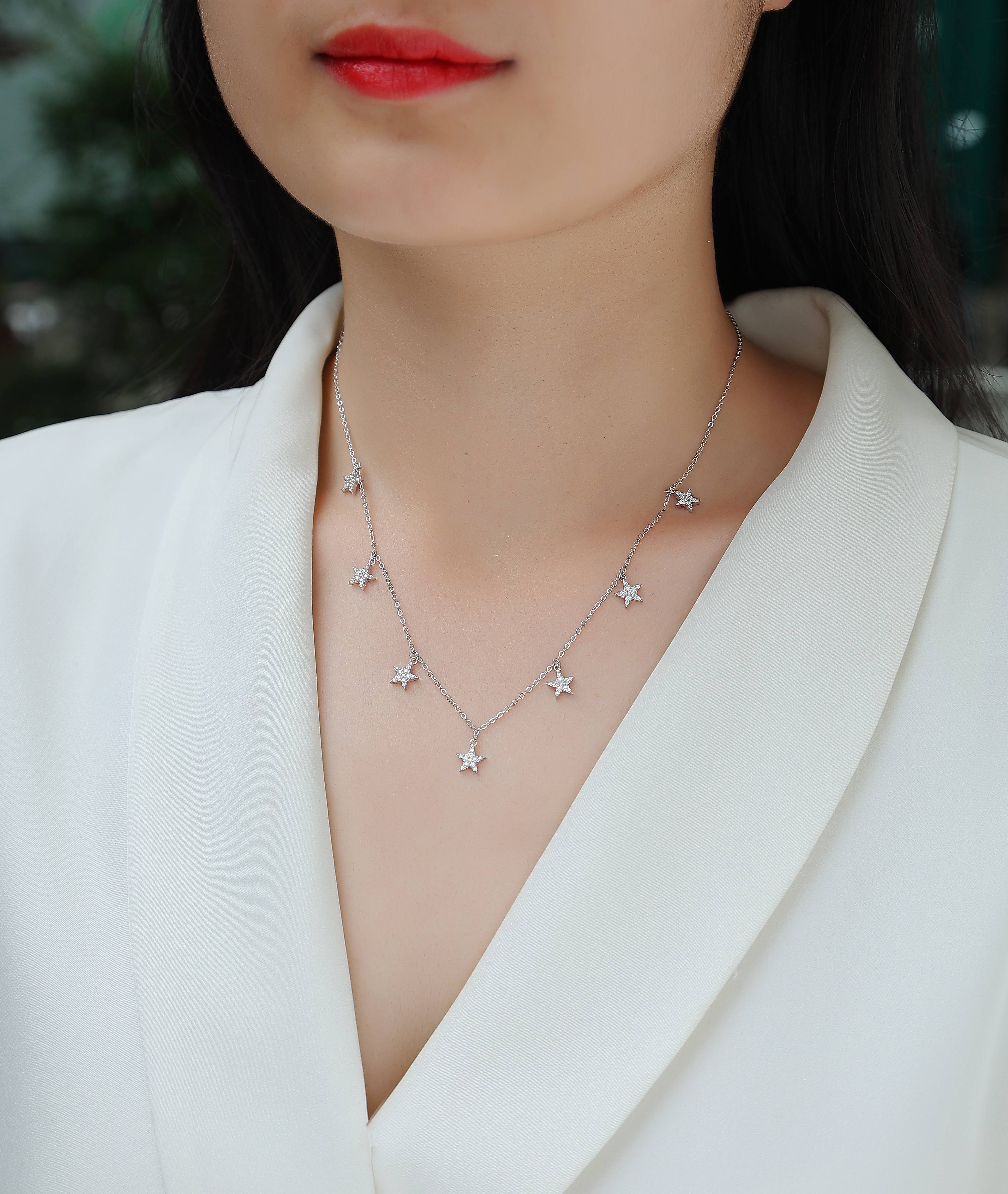 Star Love Necklace Moissanite Silver
