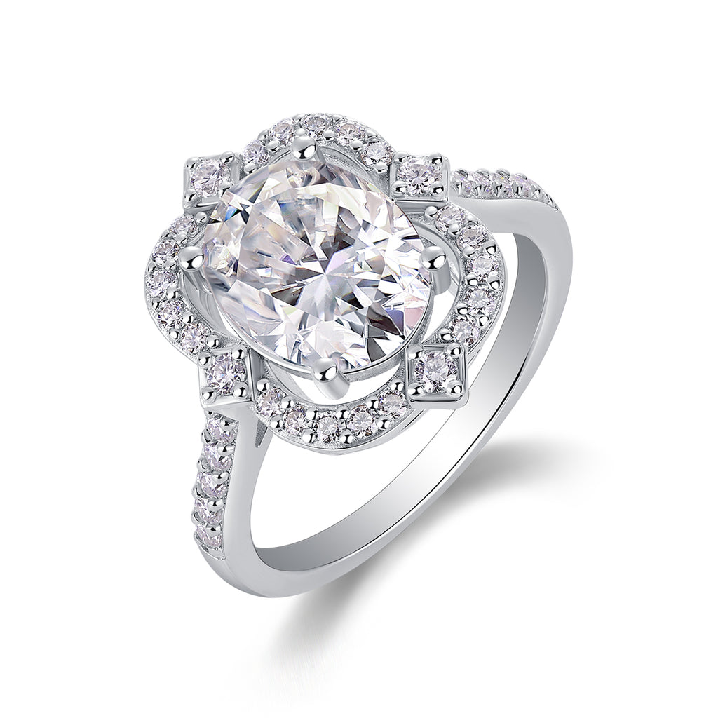 Nebula Veil Moissanite Ring - Silver Oval 8x10