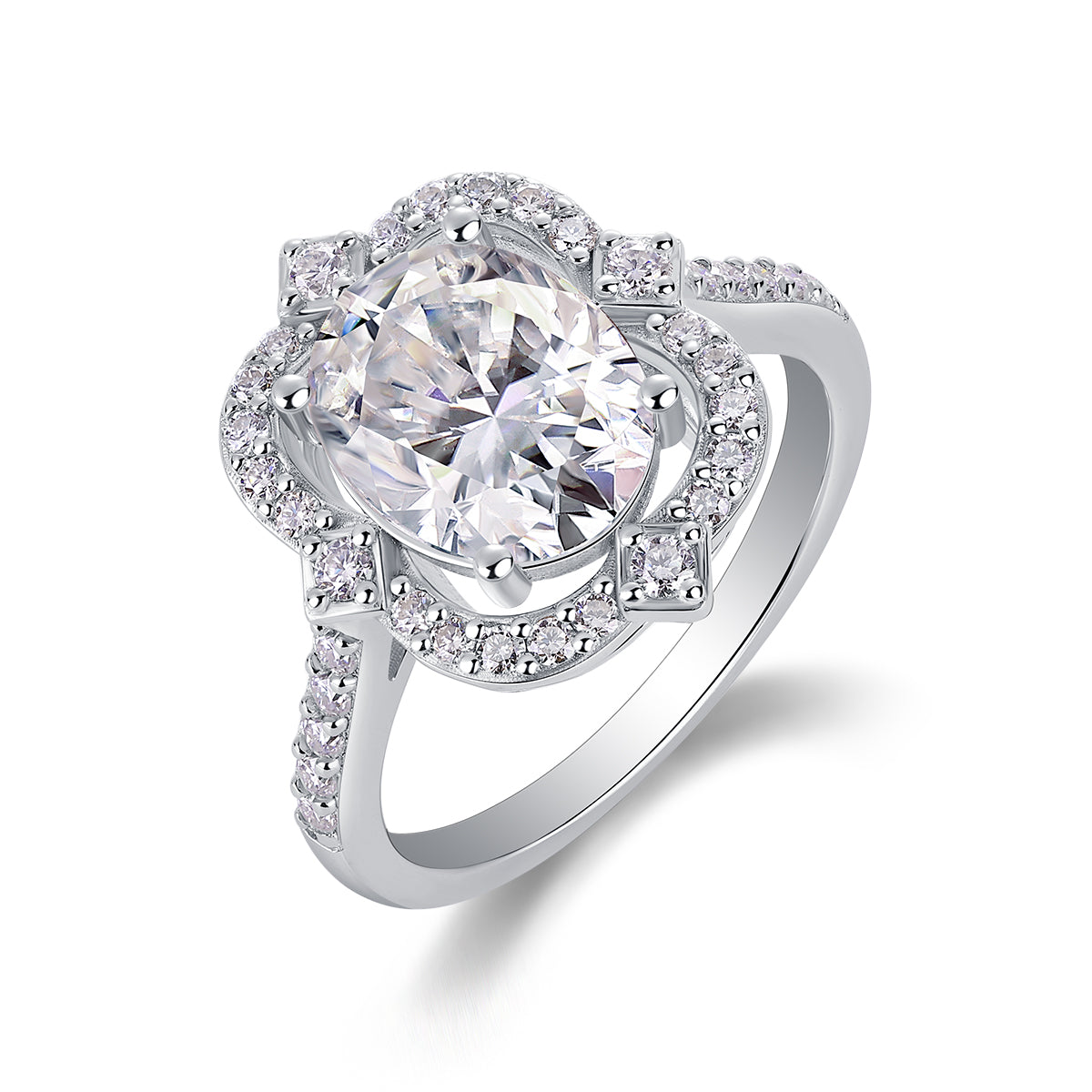 Nebula Veil Moissanite Ring - Silver Oval 8x10