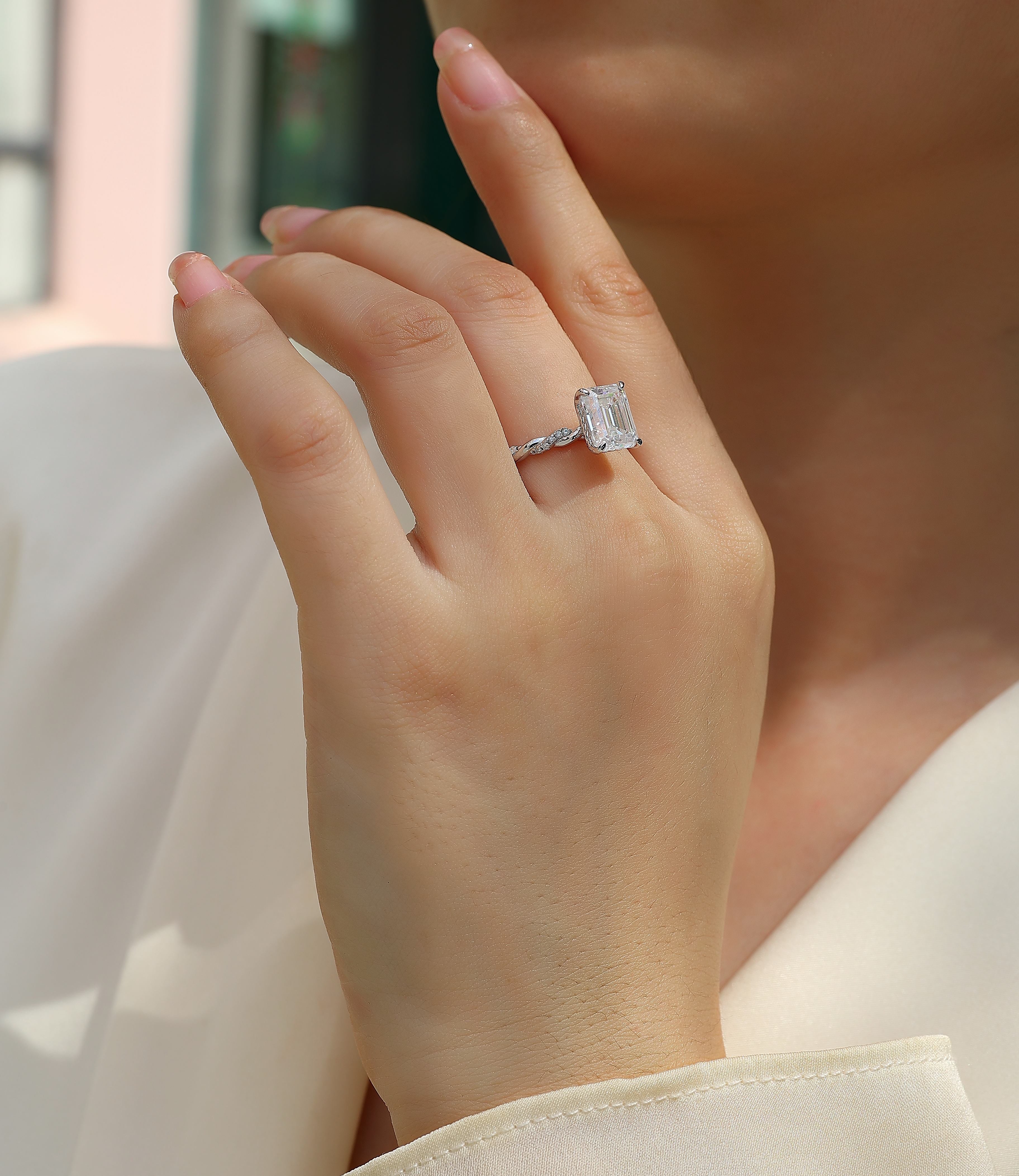 Chasing Light Moissanite Ring Silver