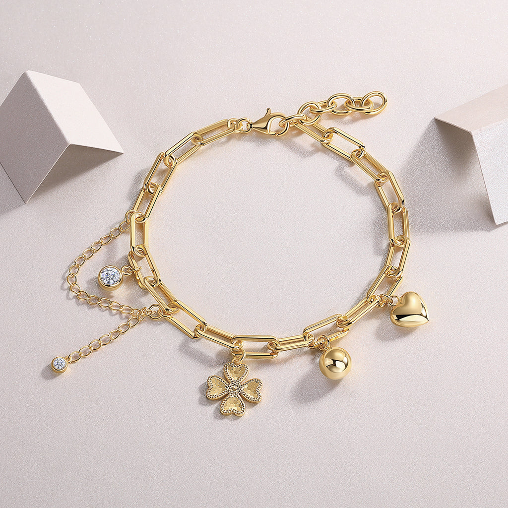 Golden Charm Bracelet - Moissanite 0.5ct Gold