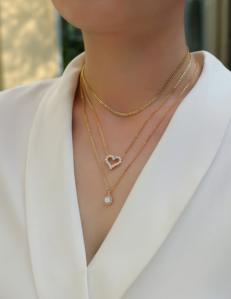 Triple Love Layered Moissanite Necklace