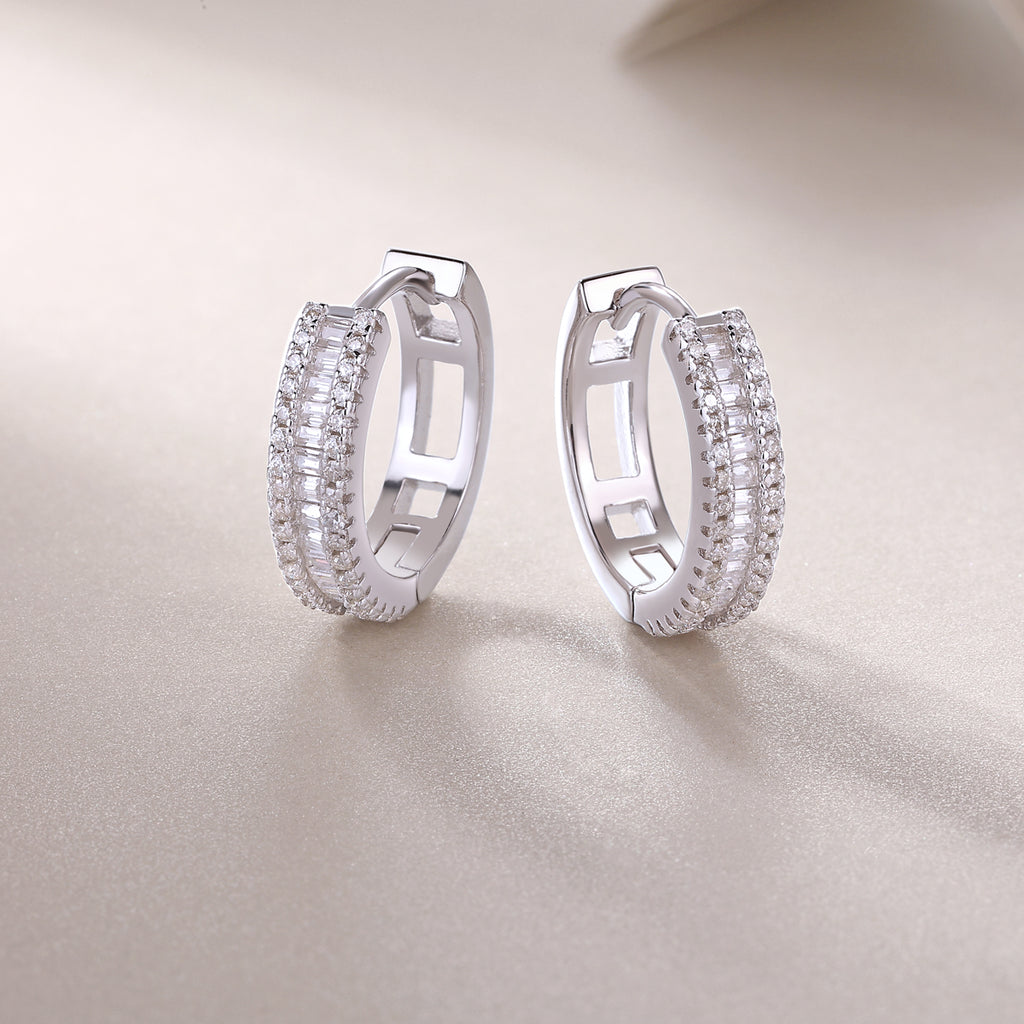 Moissanite Stud Earrings - Silver Plated