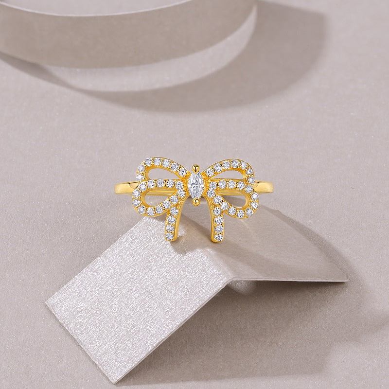 Royal Bow Ring - Moissanite Gold-Plated Silver