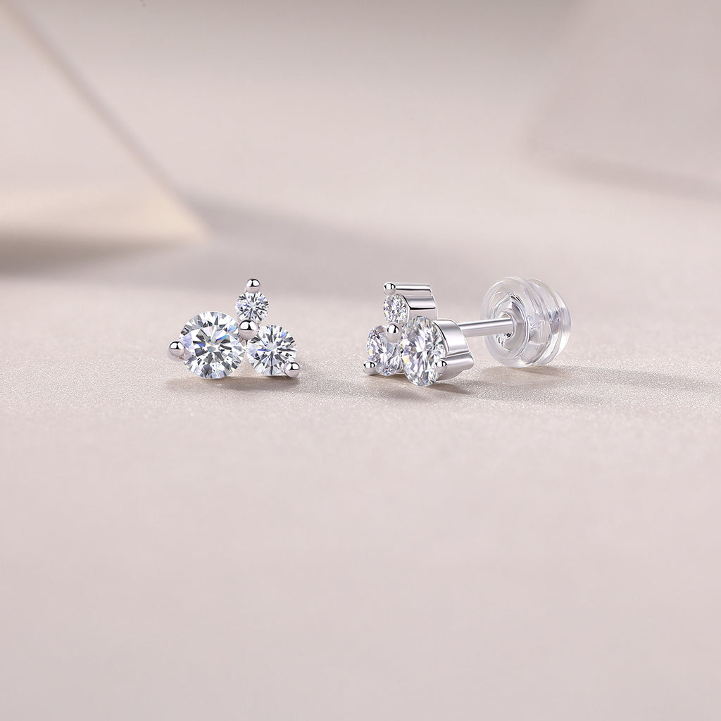 Moissanite Stud Earrings 0.3ct S925 Silver Platinum
