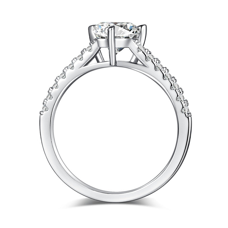 Moissanite Ring Triangular 6.5mm Platinum Silver