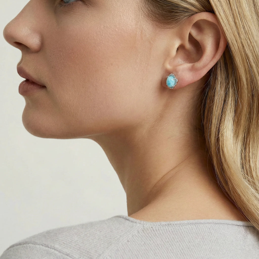Larimar Studs Sterling Silver