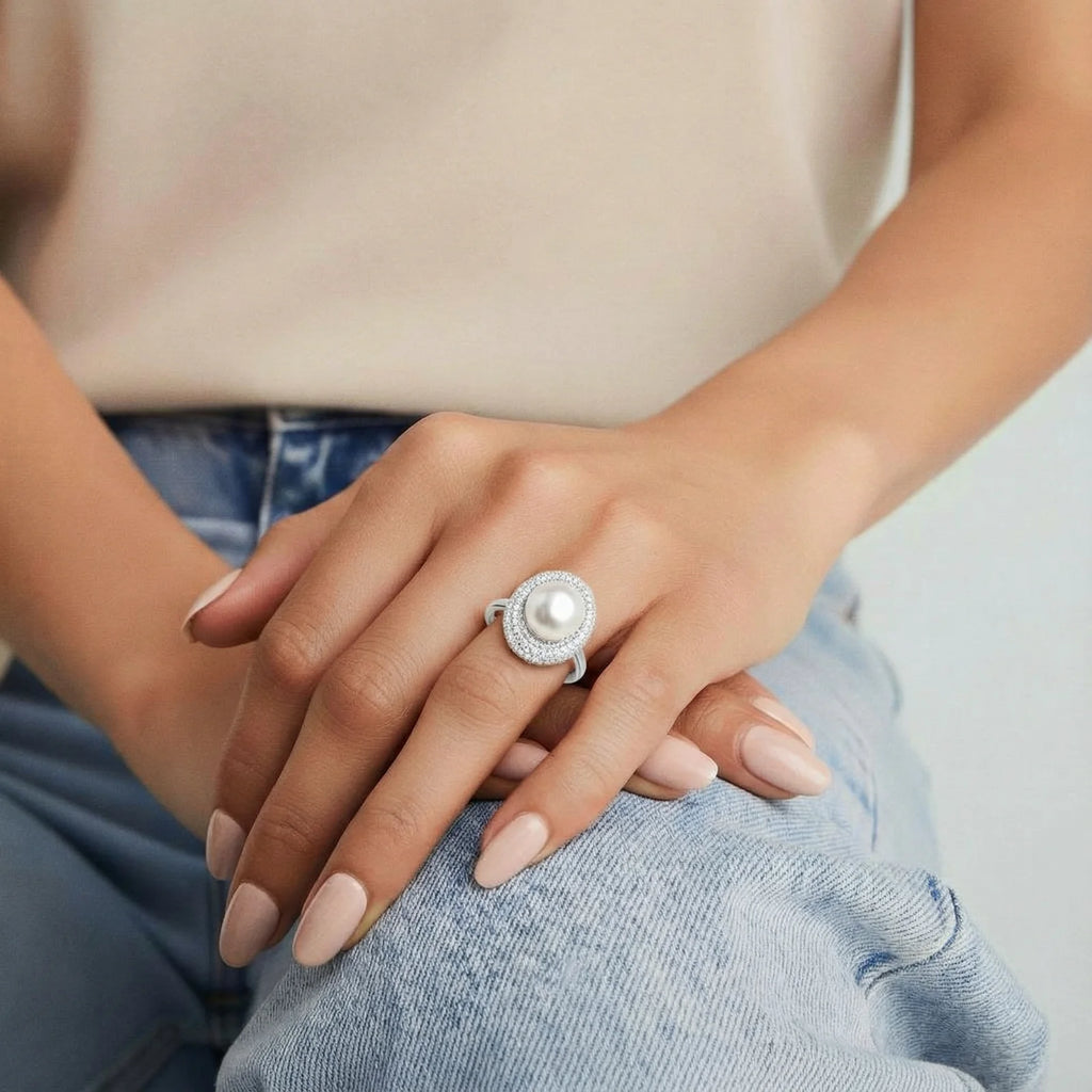 Pearl Constellation Ring - Adjustable Silver