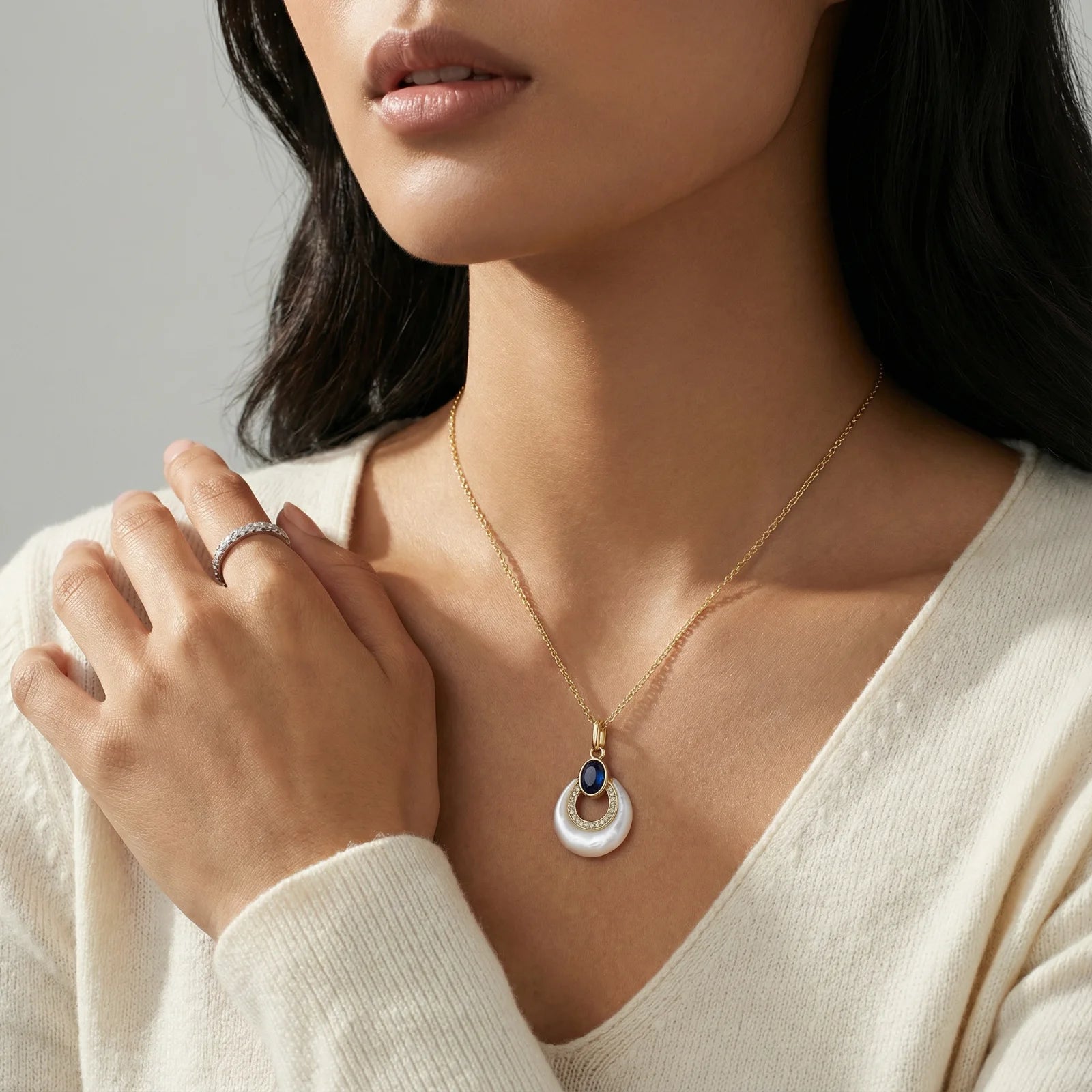 Mystic Pearl Pendant - Lapis Lazuli Blue