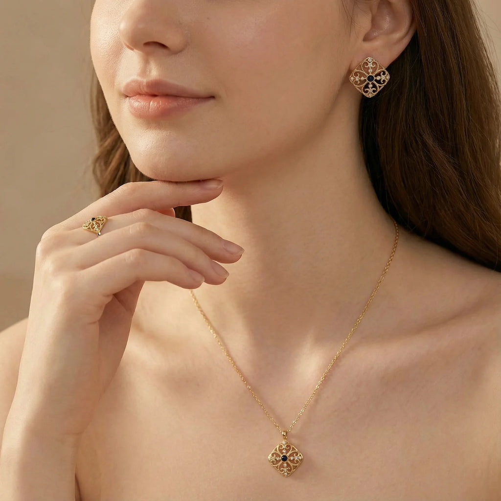 Byzantine Dream Studs - Lapis Lazuli Gold