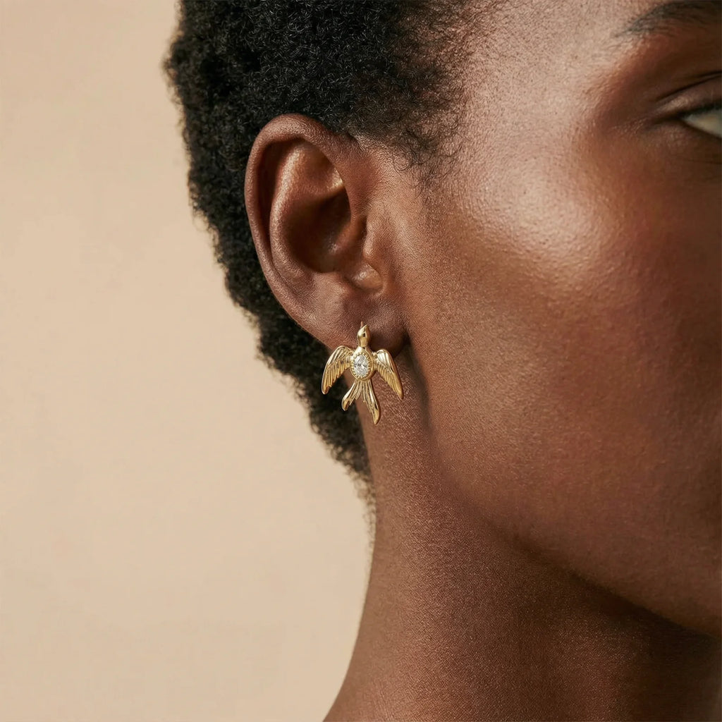 Phoenix Rising Studs Dove Earrings Gold