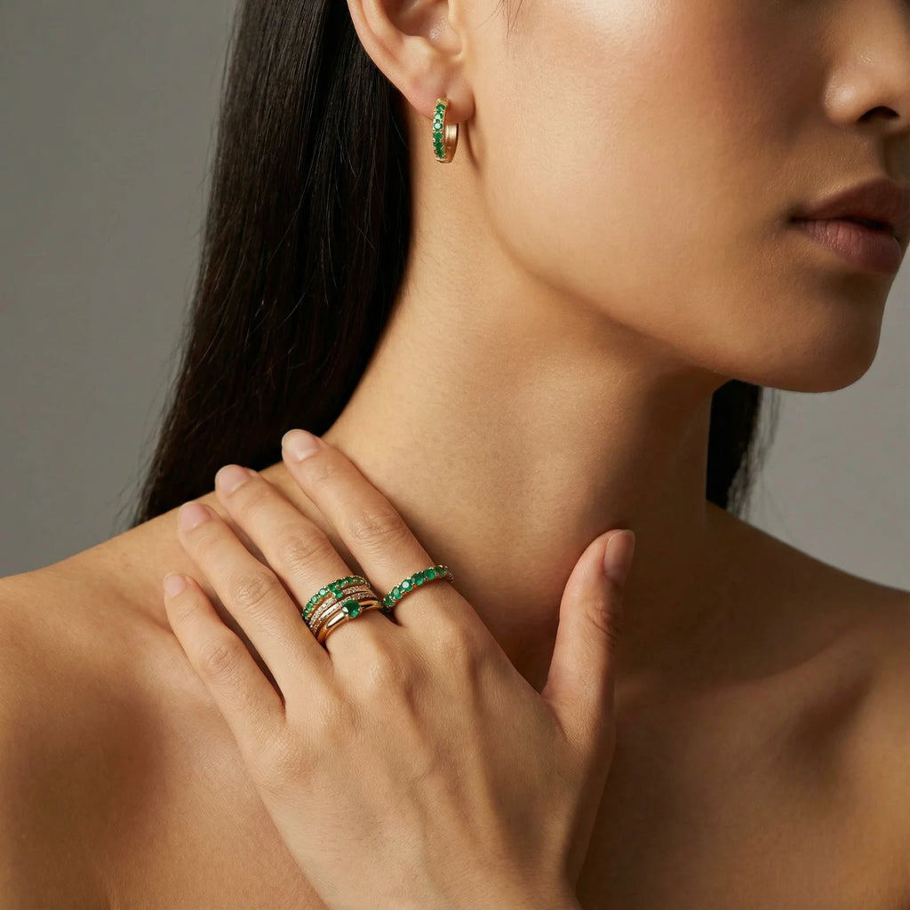Emerald Energy Huggies Earrings 12mm
