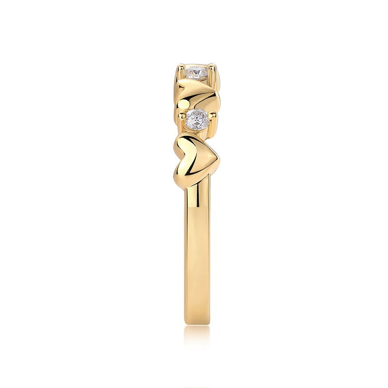 Golden Heart Ring Moissanite Gold-Plated