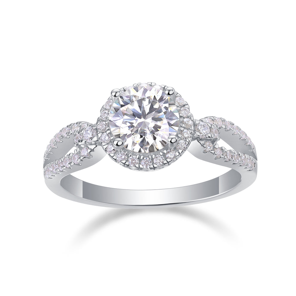 Moissanite Ring 1ct S925 Silver Platinum