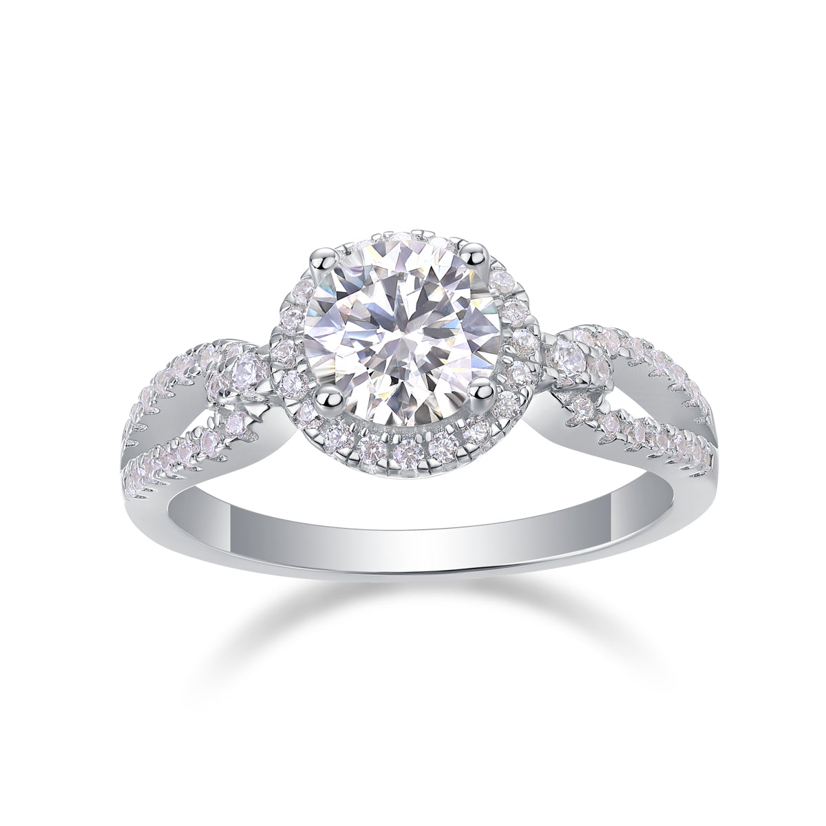 Moissanite Ring 1ct S925 Silver Platinum