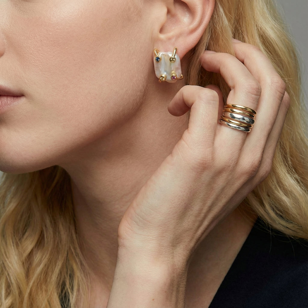Baroque Pearl Studs 18K Gold Plated