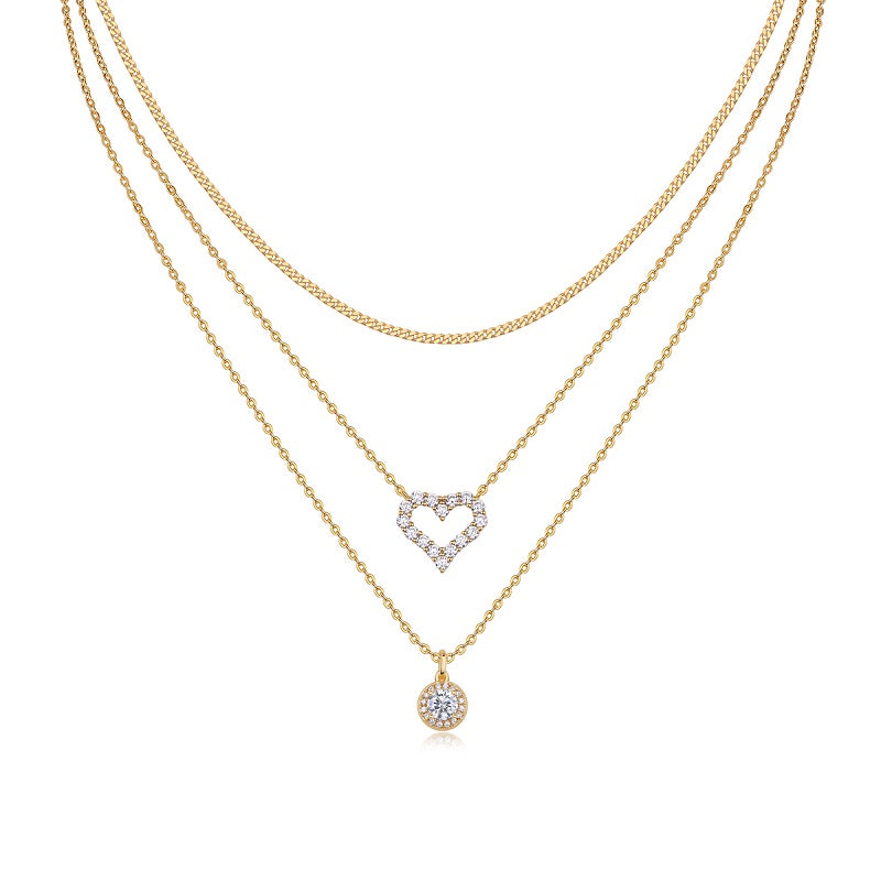 Triple Love Layered Moissanite Necklace