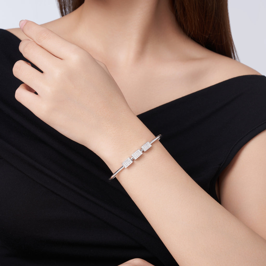 Satin Trace Moissanite Cuff S925 Silver