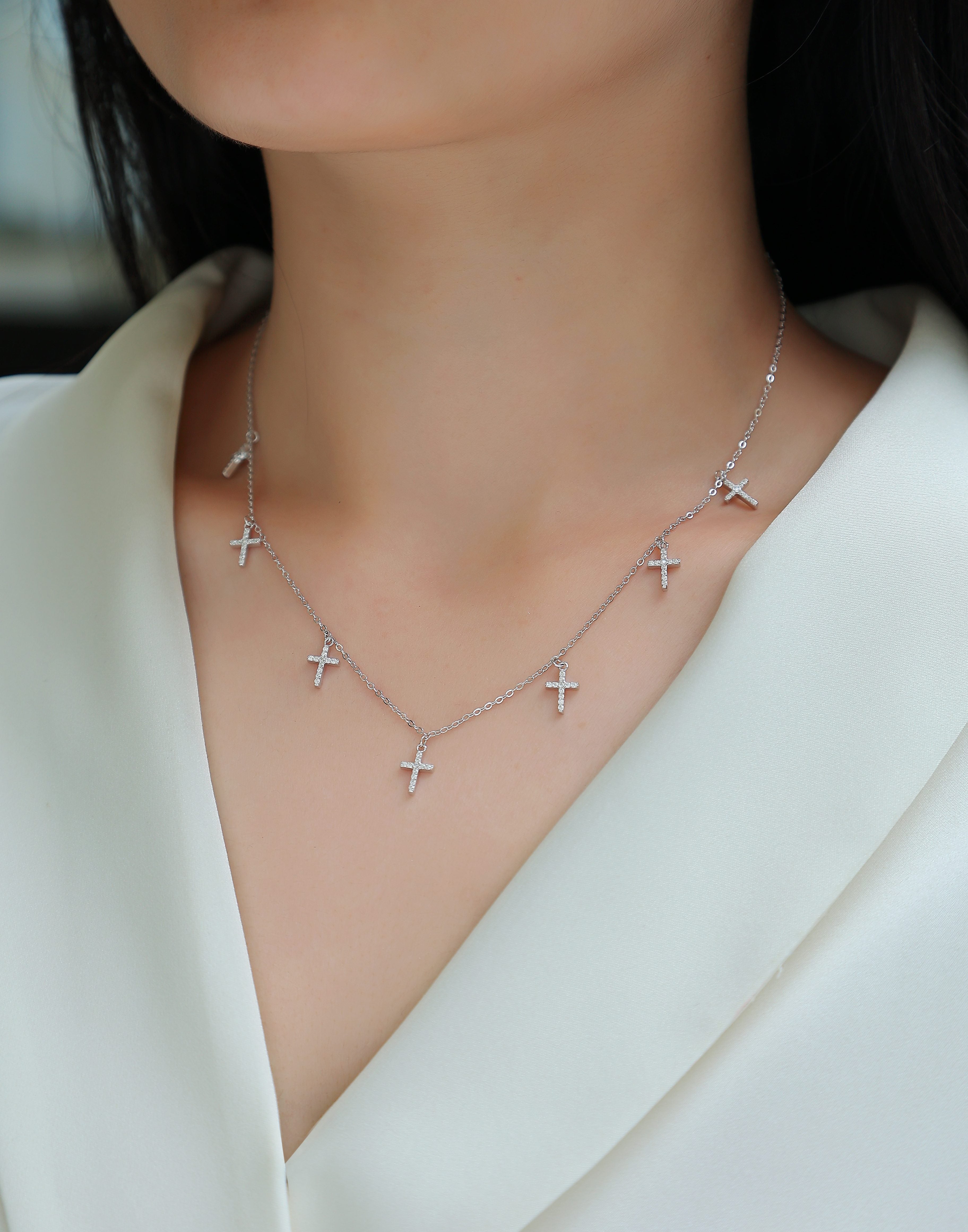 Heaven's Blessing Moissanite Necklace Silver