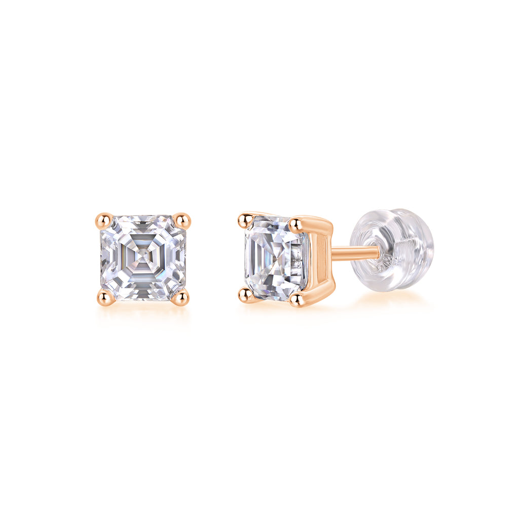 Achernar Moissanite Stud Earrings - Square 5.5mm